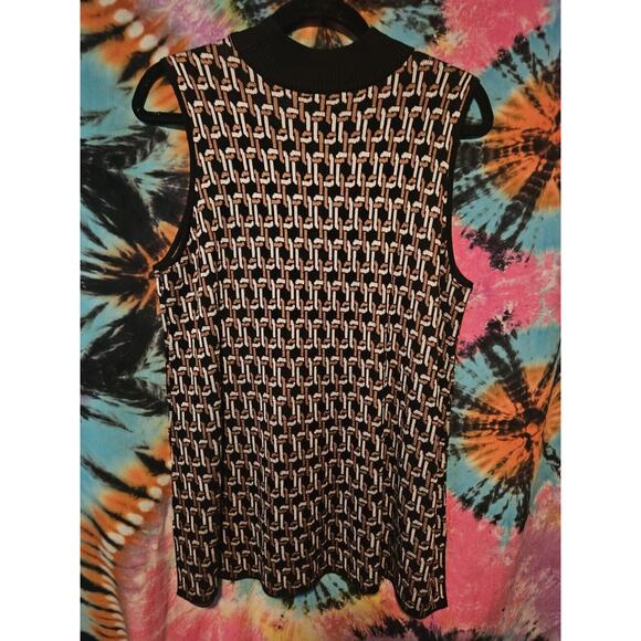 Chicos Black & Gold Chain Link 2 PC Open Sweater w/ Matching Tank Women's Large - Picture 6 of 11